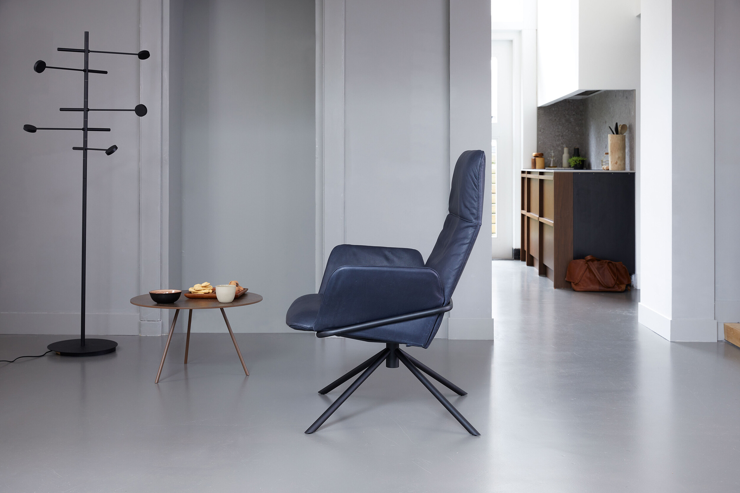 Easy Fauteuil draai Bald Sprang Blue jpg